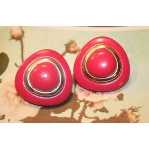 retro pink earrings,vintage pink earrings large,vintage pink earrings oversized